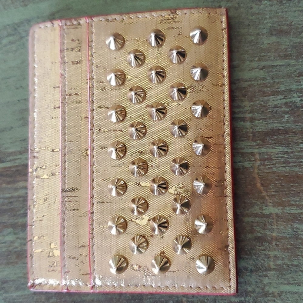 Christian Louboutin gold spiked card holder